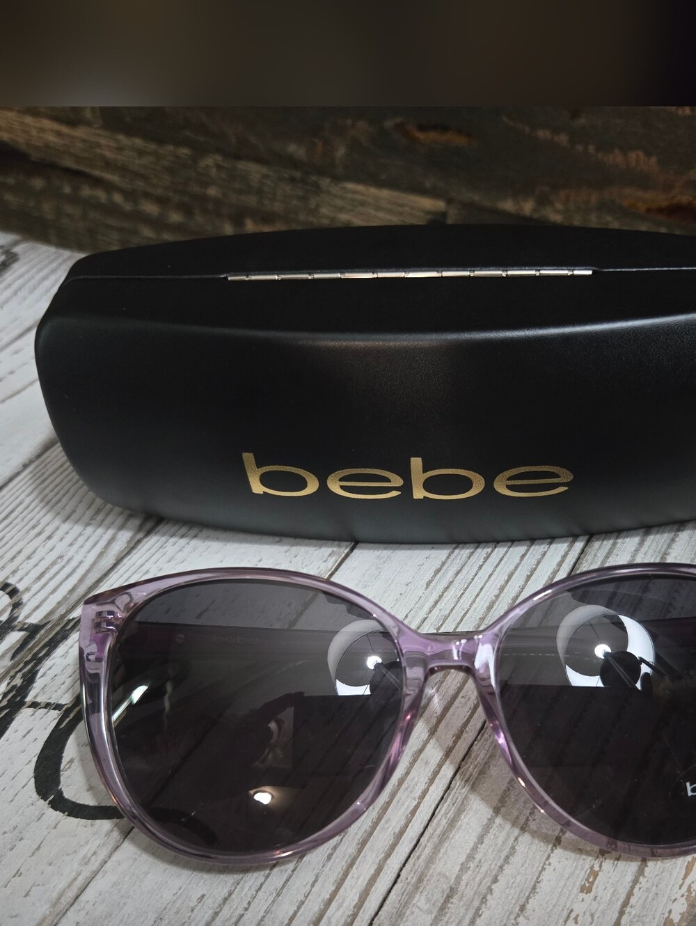 Bebe BB7247 Lilac Crystal Cat Eye Sunglasses w/ Hard Case UV Protection